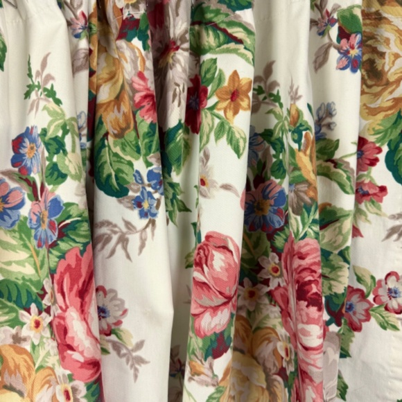 Vintage Cabbage Roses Cotton Chintz Valance Floral Decorator 2.8 yds X 20 in - Picture 7 of 13